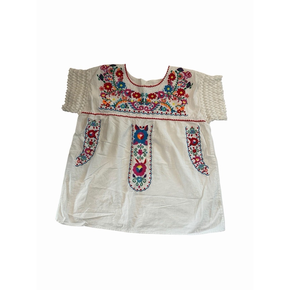 YZXDORWJ Top Womens 3XL Mexican Floral Embroidered Peasant Festival Boho #CCC1-1